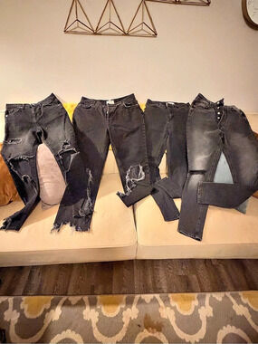 4X We The Free/ Free People Distressed Black Jeans BUNDLE